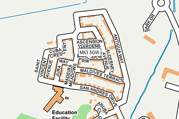 MK3 5GW map - OS OpenMap – Local (Ordnance Survey)