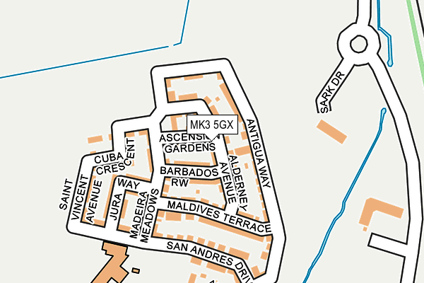 MK3 5GX map - OS OpenMap – Local (Ordnance Survey)