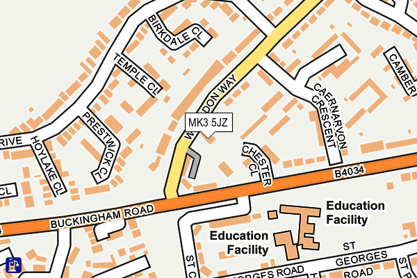 MK3 5JZ map - OS OpenMap – Local (Ordnance Survey)