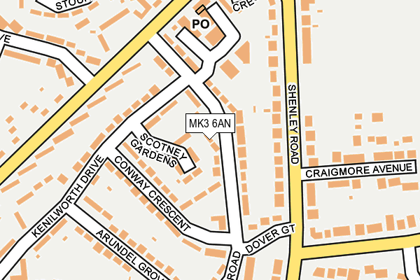 MK3 6AN map - OS OpenMap – Local (Ordnance Survey)