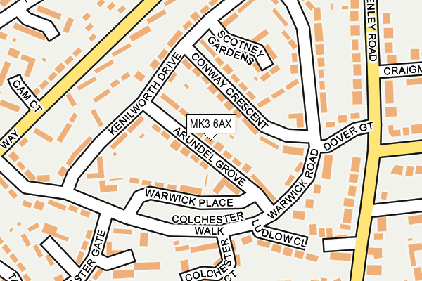 MK3 6AX map - OS OpenMap – Local (Ordnance Survey)