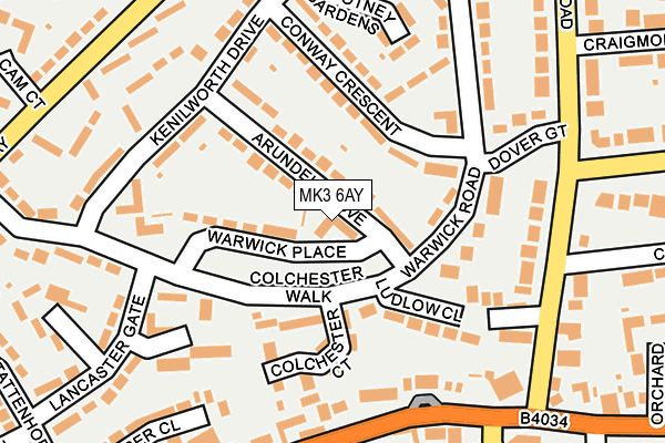 MK3 6AY map - OS OpenMap – Local (Ordnance Survey)