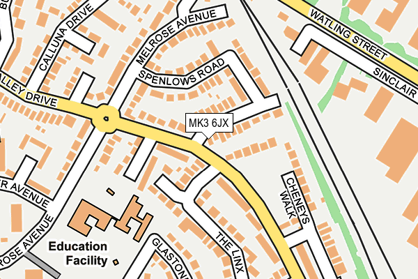 MK3 6JX map - OS OpenMap – Local (Ordnance Survey)
