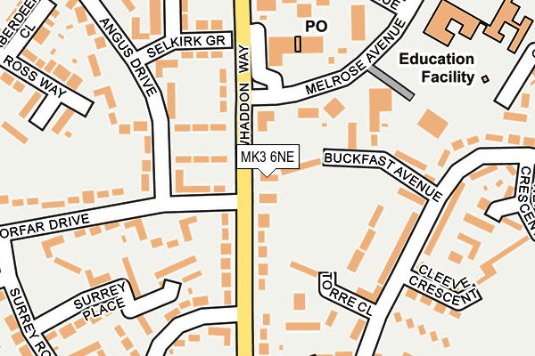 MK3 6NE map - OS OpenMap – Local (Ordnance Survey)