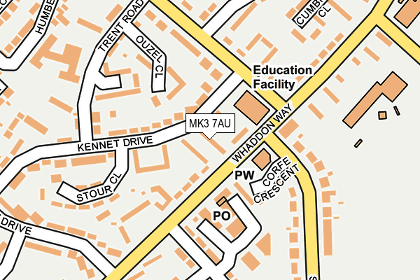 MK3 7AU map - OS OpenMap – Local (Ordnance Survey)