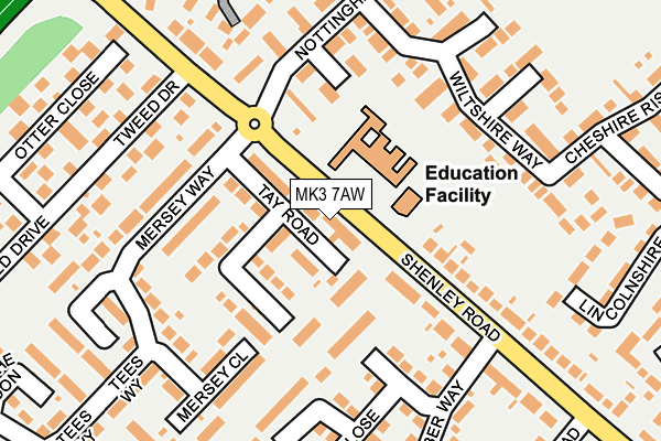 MK3 7AW map - OS OpenMap – Local (Ordnance Survey)