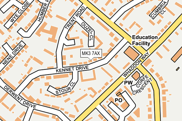 MK3 7AX map - OS OpenMap – Local (Ordnance Survey)