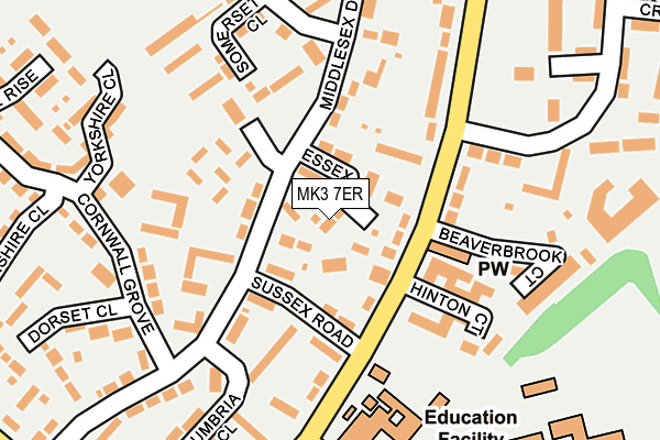 MK3 7ER map - OS OpenMap – Local (Ordnance Survey)