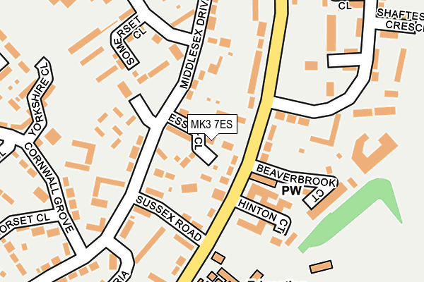 MK3 7ES map - OS OpenMap – Local (Ordnance Survey)