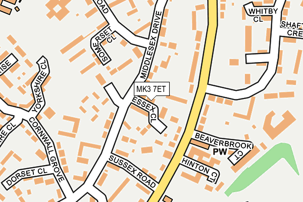 MK3 7ET map - OS OpenMap – Local (Ordnance Survey)