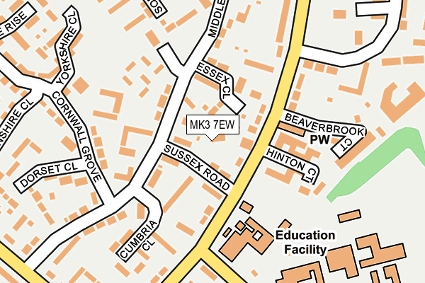 MK3 7EW map - OS OpenMap – Local (Ordnance Survey)