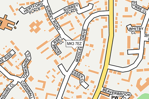 MK3 7EZ map - OS OpenMap – Local (Ordnance Survey)