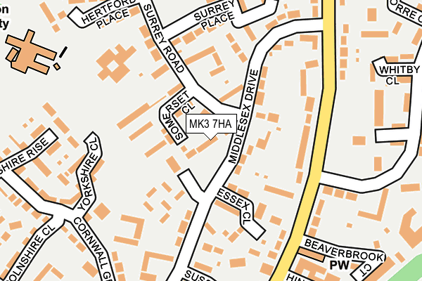 MK3 7HA map - OS OpenMap – Local (Ordnance Survey)
