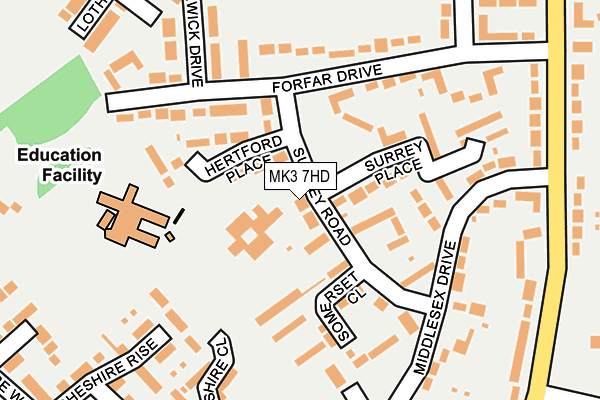 MK3 7HD map - OS OpenMap – Local (Ordnance Survey)