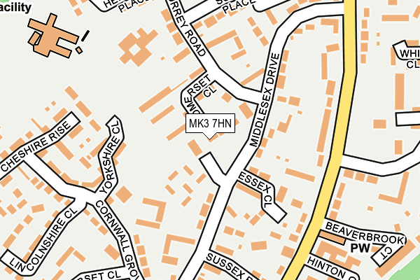 MK3 7HN map - OS OpenMap – Local (Ordnance Survey)