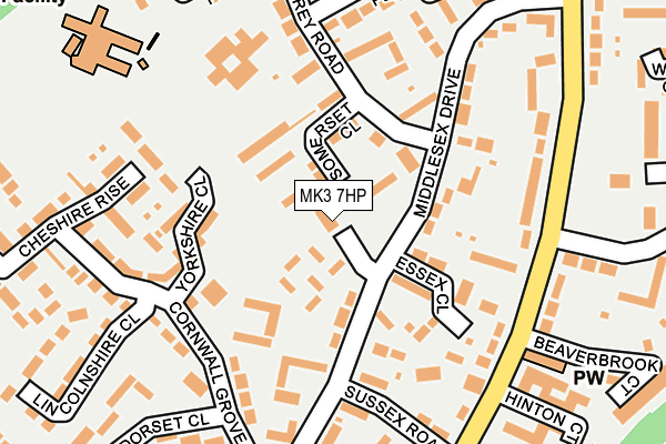 MK3 7HP map - OS OpenMap – Local (Ordnance Survey)