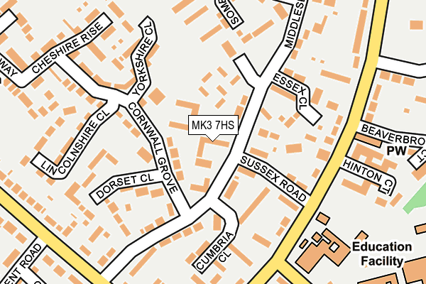 MK3 7HS map - OS OpenMap – Local (Ordnance Survey)