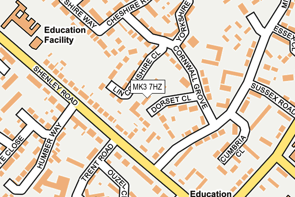 MK3 7HZ map - OS OpenMap – Local (Ordnance Survey)