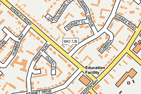MK3 7JB map - OS OpenMap – Local (Ordnance Survey)