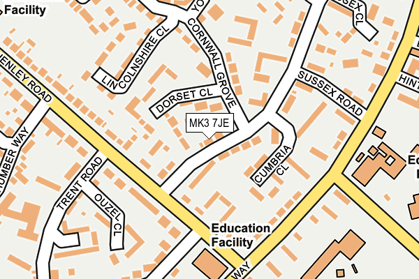 MK3 7JE map - OS OpenMap – Local (Ordnance Survey)