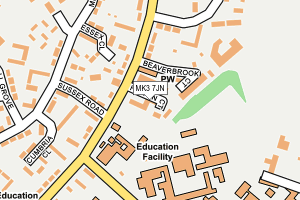 MK3 7JN map - OS OpenMap – Local (Ordnance Survey)