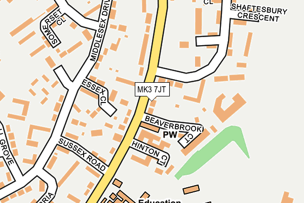 MK3 7JT map - OS OpenMap – Local (Ordnance Survey)