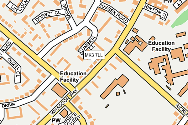 MK3 7LL map - OS OpenMap – Local (Ordnance Survey)