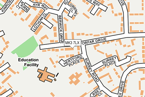 MK3 7LX map - OS OpenMap – Local (Ordnance Survey)