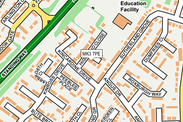 MK3 7PE map - OS OpenMap – Local (Ordnance Survey)