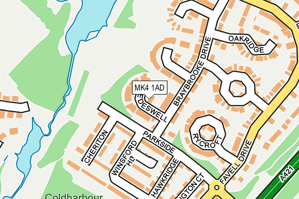 MK4 1AD map - OS OpenMap – Local (Ordnance Survey)