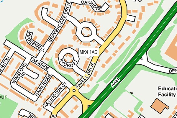 MK4 1AG map - OS OpenMap – Local (Ordnance Survey)