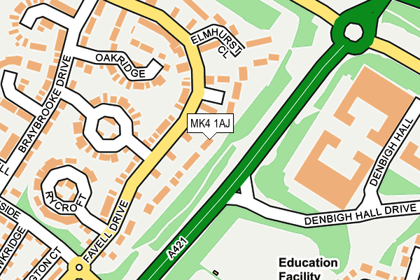 MK4 1AJ map - OS OpenMap – Local (Ordnance Survey)