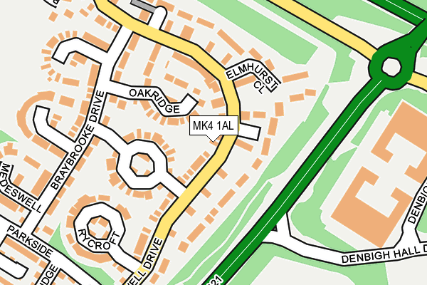 MK4 1AL map - OS OpenMap – Local (Ordnance Survey)