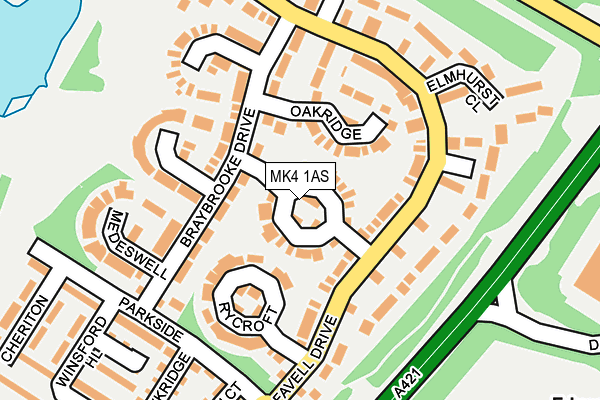 MK4 1AS map - OS OpenMap – Local (Ordnance Survey)