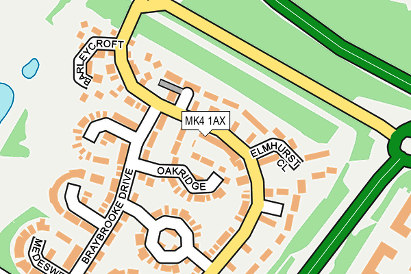 MK4 1AX map - OS OpenMap – Local (Ordnance Survey)