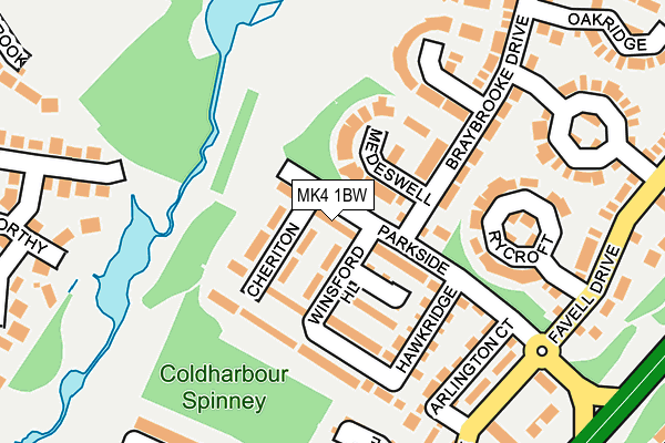 MK4 1BW map - OS OpenMap – Local (Ordnance Survey)