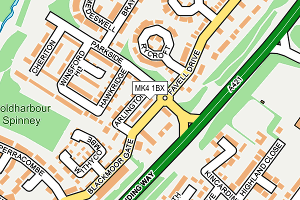 MK4 1BX map - OS OpenMap – Local (Ordnance Survey)