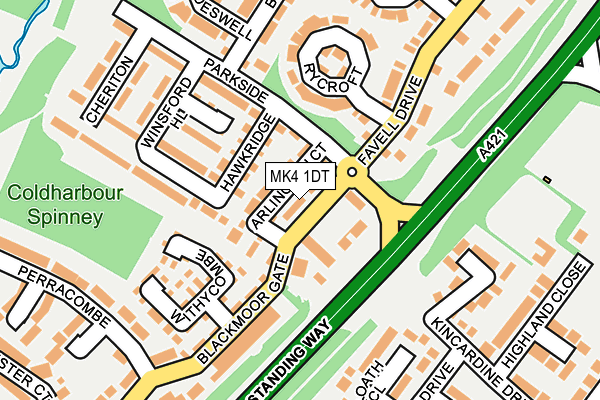 MK4 1DT map - OS OpenMap – Local (Ordnance Survey)