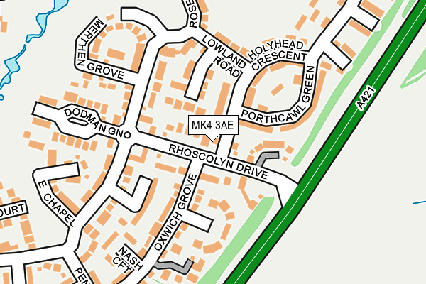 MK4 3AE map - OS OpenMap – Local (Ordnance Survey)