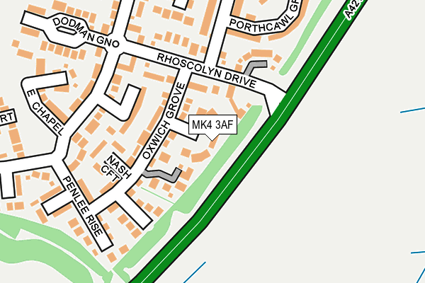 MK4 3AF map - OS OpenMap – Local (Ordnance Survey)