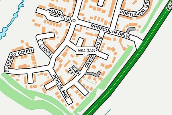 MK4 3AG map - OS OpenMap – Local (Ordnance Survey)