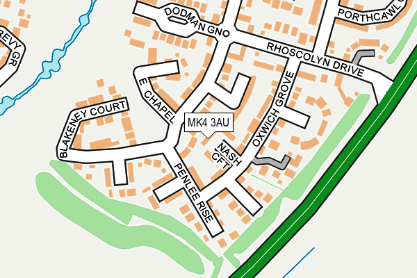 MK4 3AU map - OS OpenMap – Local (Ordnance Survey)