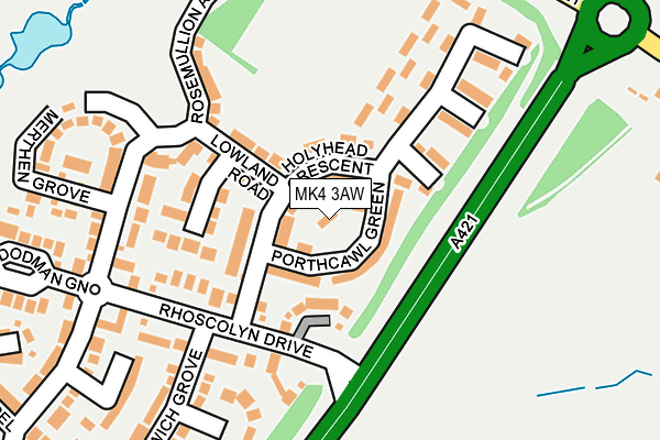MK4 3AW map - OS OpenMap – Local (Ordnance Survey)