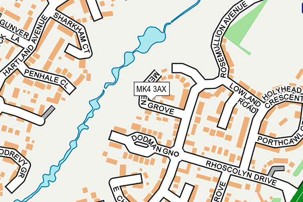 MK4 3AX map - OS OpenMap – Local (Ordnance Survey)