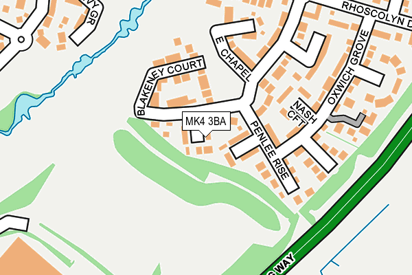 MK4 3BA map - OS OpenMap – Local (Ordnance Survey)