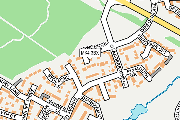 MK4 3BX map - OS OpenMap – Local (Ordnance Survey)