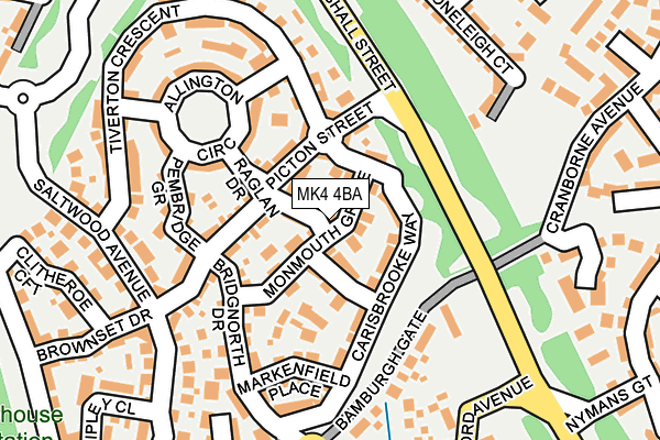 MK4 4BA map - OS OpenMap – Local (Ordnance Survey)