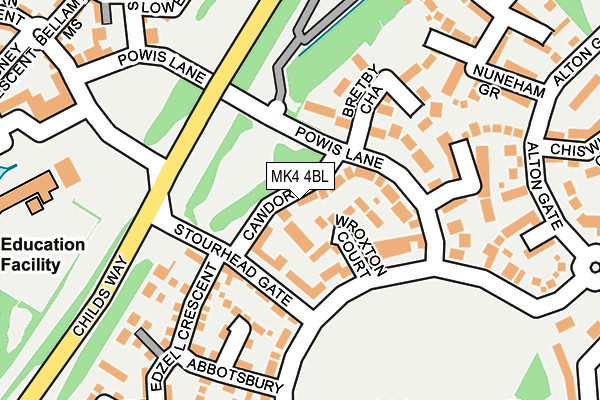 MK4 4BL map - OS OpenMap – Local (Ordnance Survey)