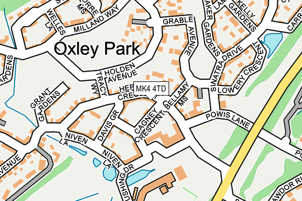 MK4 4TD map - OS OpenMap – Local (Ordnance Survey)