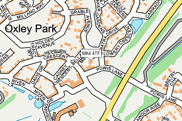 MK4 4TF map - OS OpenMap – Local (Ordnance Survey)
